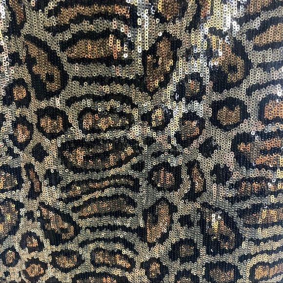 Topshop Sequin Animal Print Mini Dress - Silver and Brown - Picture 9 of 11